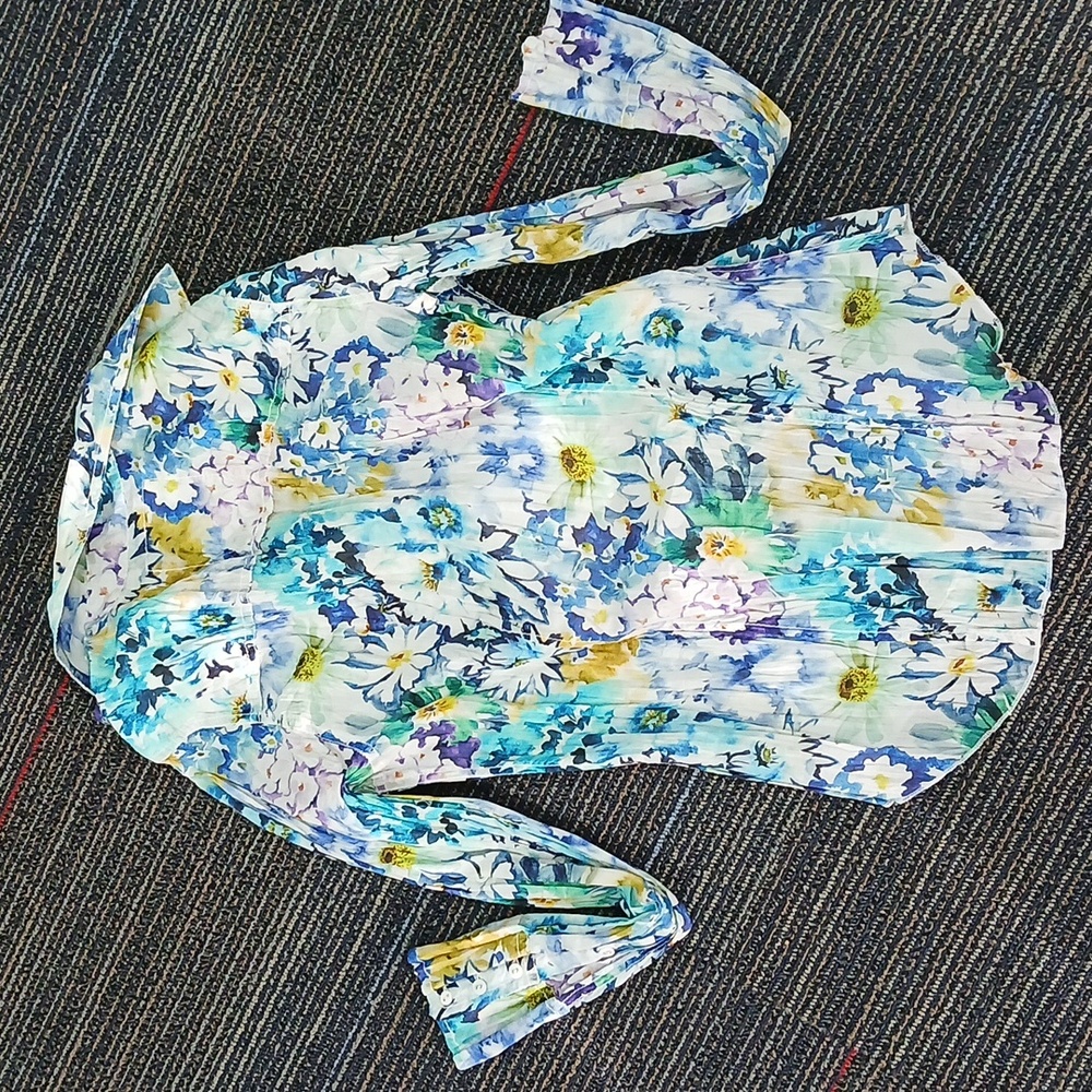 Cino La Palma Print Cotton Long Sleeve Button Down Top Size Small - Picture 6 of 6